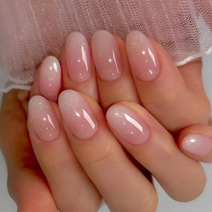 Pink Gradient Oval Press-On Nails