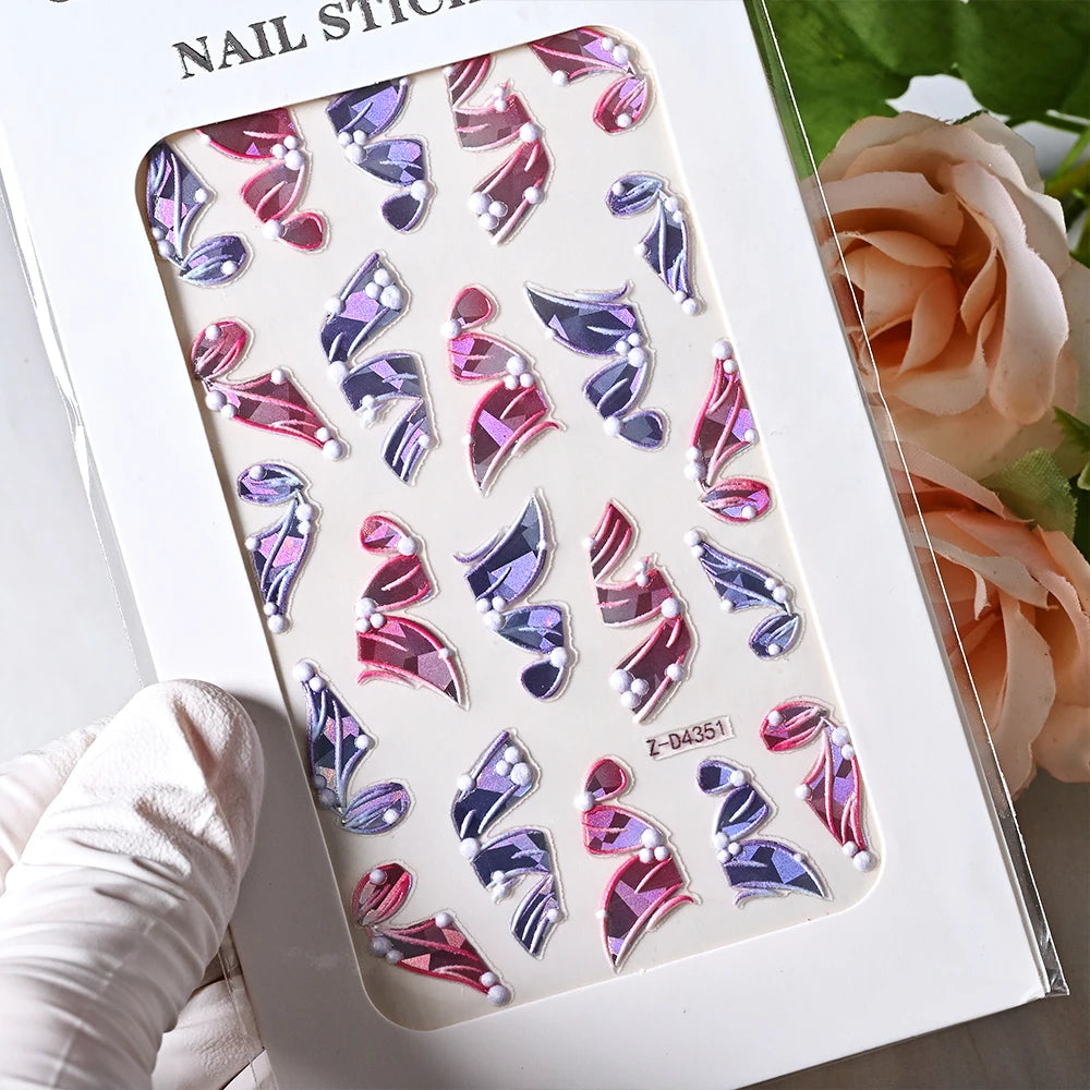 5D Sea Nail Art Stickers Embossed Self-Adhesive Ocean Beach Style Nail Slider Kawaii Starfish/Shell/Coral Reef Decor Nail Decals
