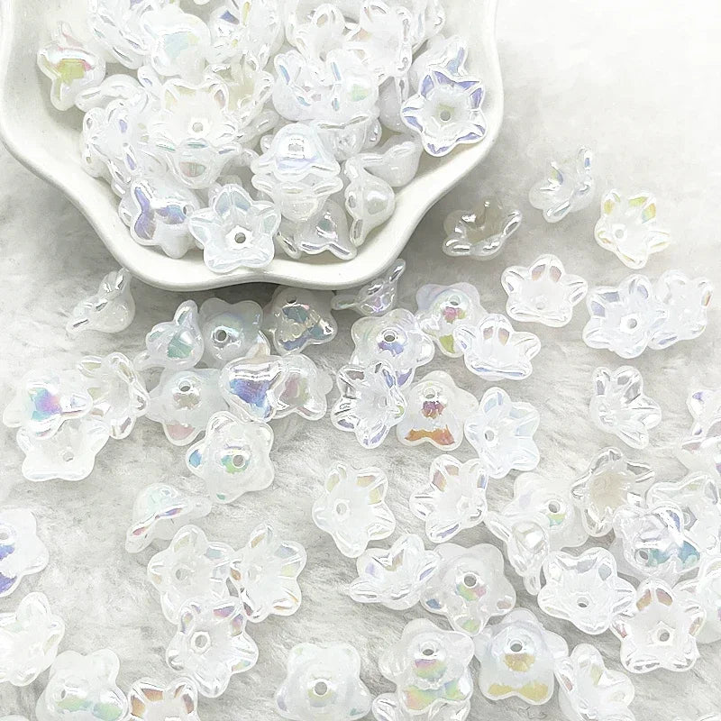 Gradient Bellflower Acrylic Bead Caps 50pc