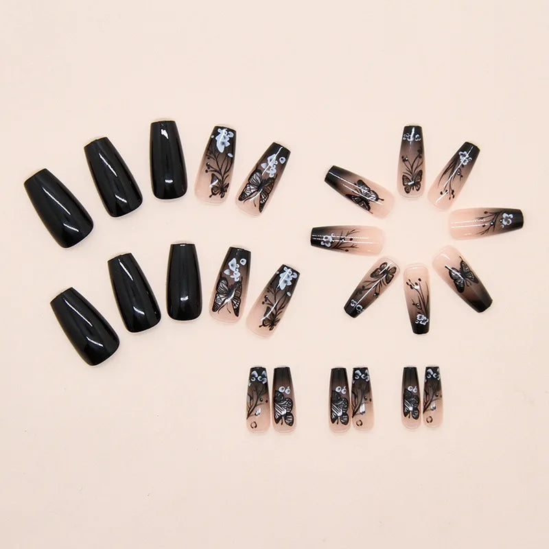 Peachy Gradient Coffin Press-On Nails