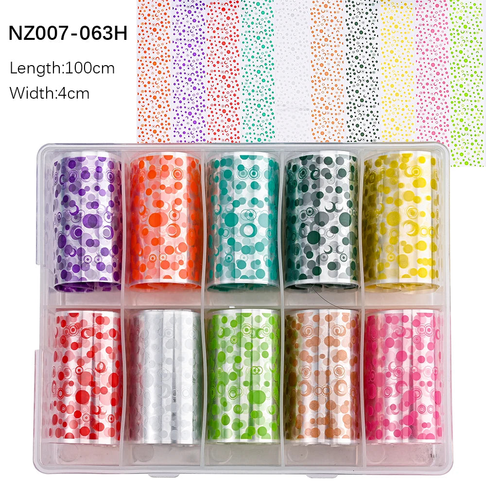 10Roll/Box Rose Flowers Designs Transfer Foil Sky Decals Transfer Foil Nails Sliders Holographic Flower Stickers Manicure Decor*