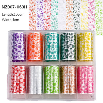 10Roll/Box Rose Flowers Designs Transfer Foil Sky Decals Transfer Foil Nails Sliders Holographic Flower Stickers Manicure Decor*