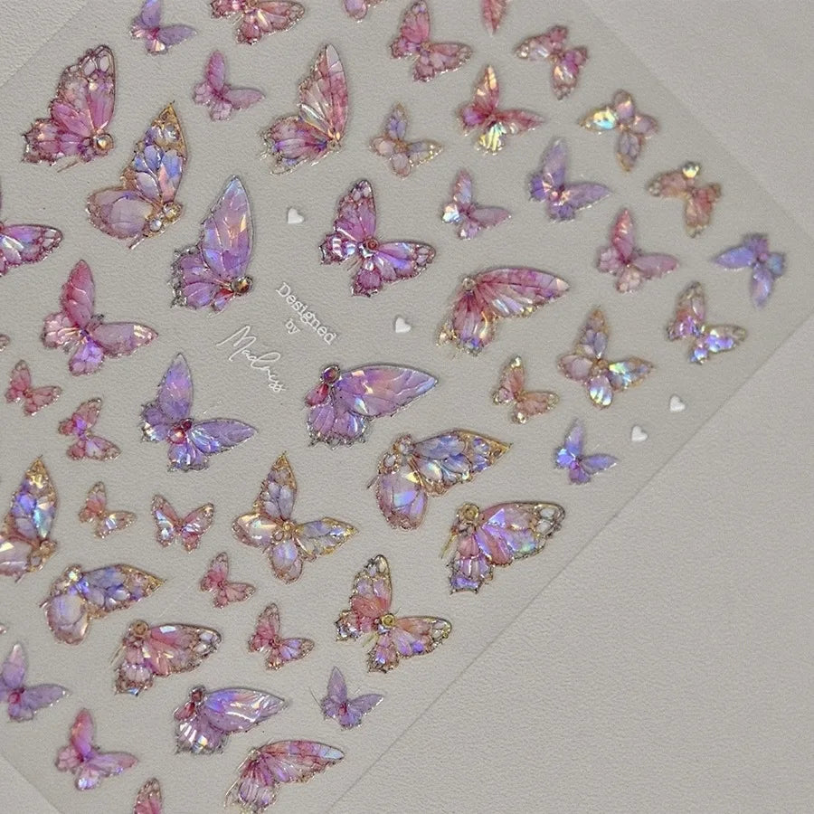5D Butterfly Aurora Nail Stickers