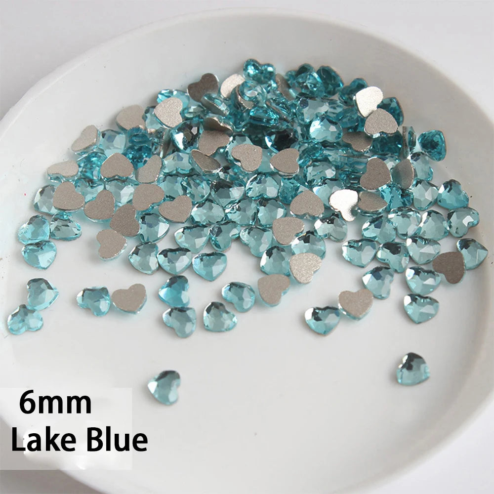 Mini Heart Glass Nail Rhinestones 100pc