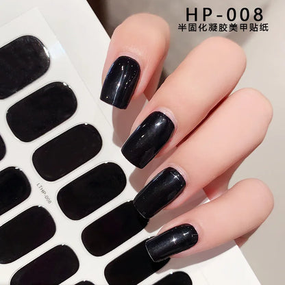 Semi Cured Wraps Fast Gel Nail Sticker Soild Nail Gel Wraps Adhesive Full Cover Gel Nail Decal UV Lamp Cured Manicure Decoration