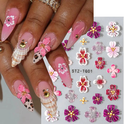Spring Floral Jelly Nail Art Stickers