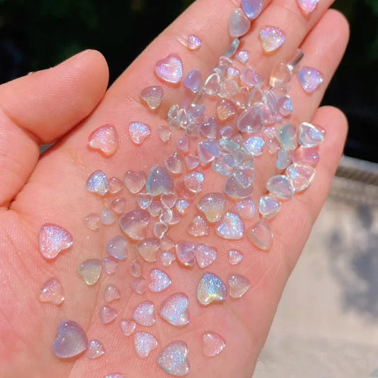 Kawaii Resin Heart Nail Charms 50pc