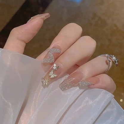 Moon Star Glitter Press-On Nails
