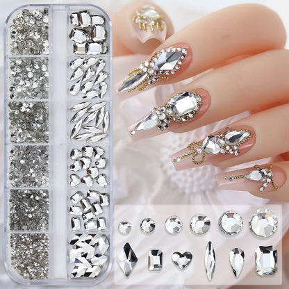 Crystal AB Rhinestone Nail Art Kit 12 Grid