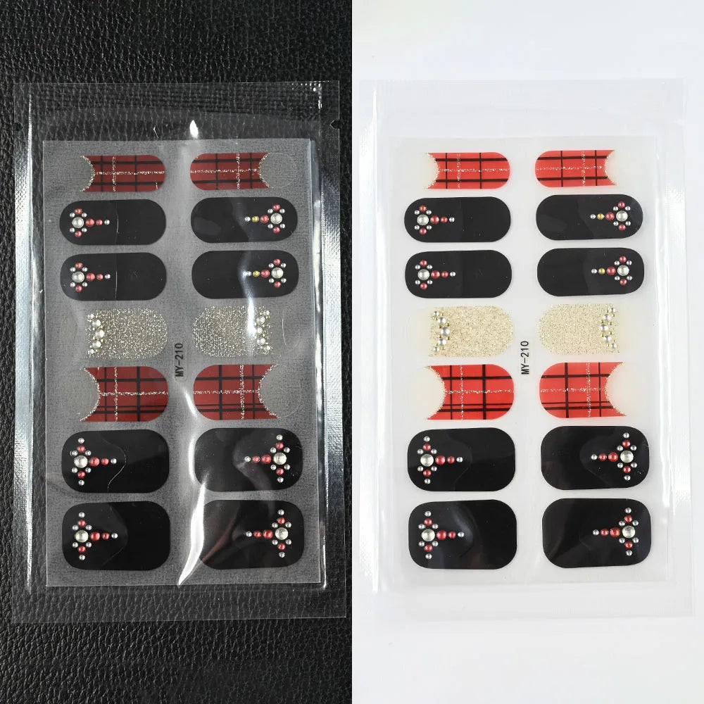59 Style of Nail Stickers 1Sheet Rhinestones Fashion Nail Wraps Self Adhesive Manicure Decoracion DIY Full Cover Nail Sticker#5-