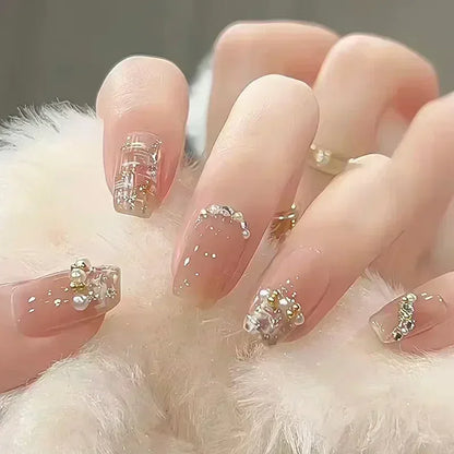 Butterfly Camellia Pearl Press-On Nails