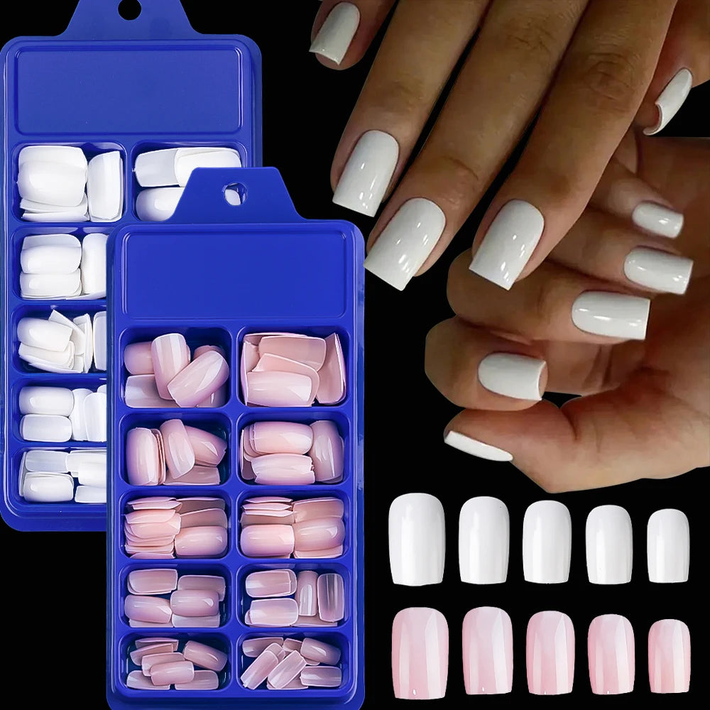 Light Pink Square Press-On Nails 100pc