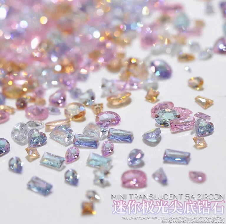 Mixed Shape Zircon Nail Rhinestones 50pc