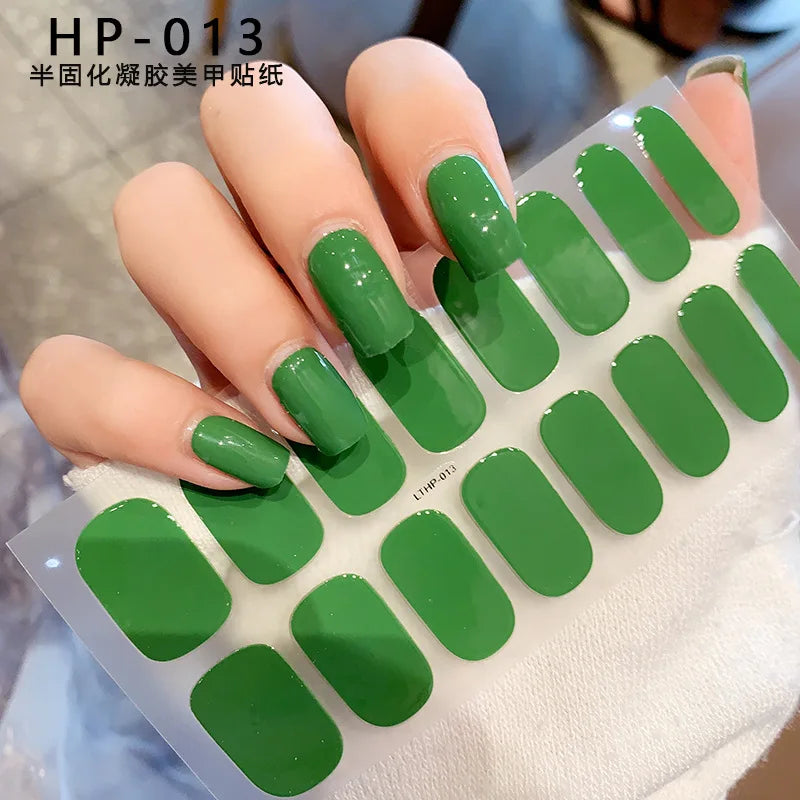 Semi Cured Wraps Fast Gel Nail Sticker Soild Nail Gel Wraps Adhesive Full Cover Gel Nail Decal UV Lamp Cured Manicure Decoration