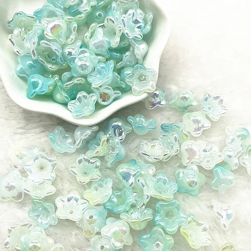 Gradient Bellflower Acrylic Bead Caps 50pc
