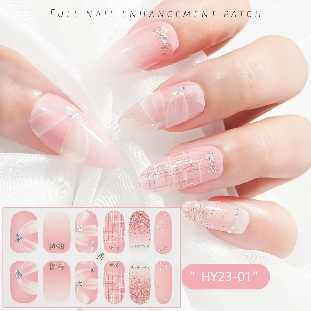 59 Style of Nail Stickers 1Sheet Rhinestones Fashion Nail Wraps Self Adhesive Manicure Decoracion DIY Full Cover Nail Sticker#5-