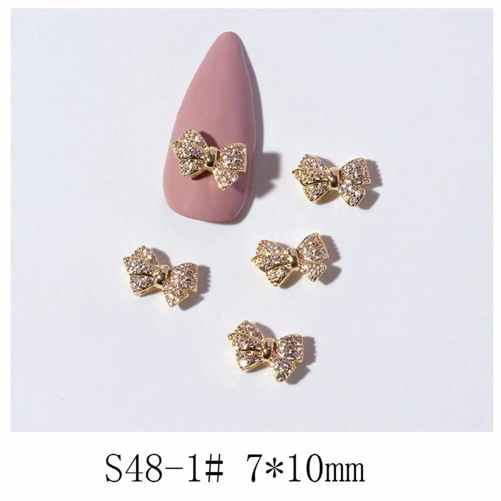 Crystal Bow Butterfly Pearl Nail Charms