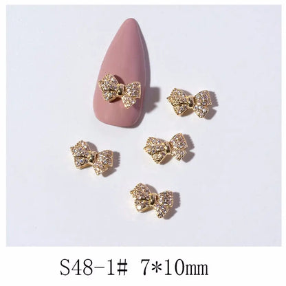 Crystal Bow Butterfly Pearl Nail Charms
