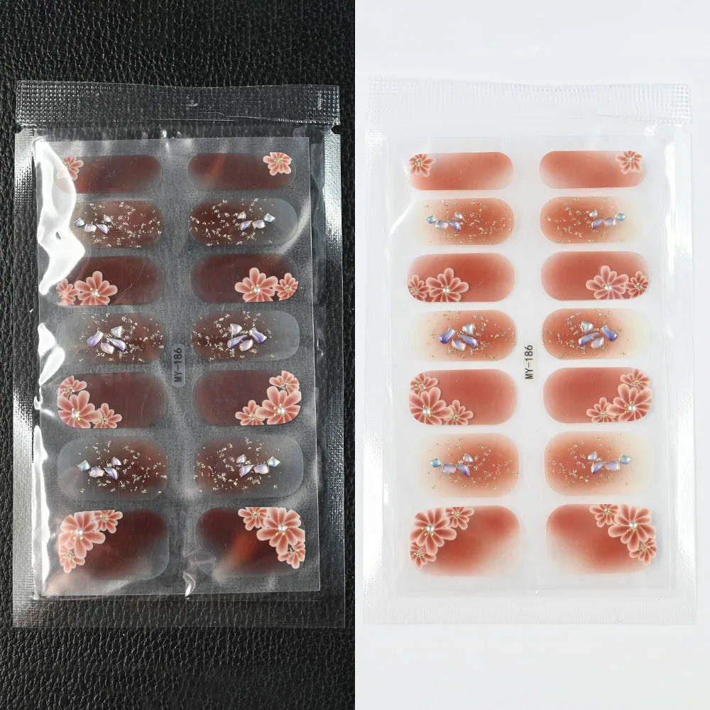 59 Style of Nail Stickers 1Sheet Rhinestones Fashion Nail Wraps Self Adhesive Manicure Decoracion DIY Full Cover Nail Sticker#5-