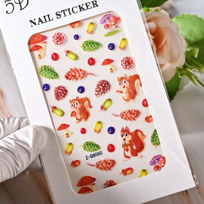 5D Sea Nail Art Stickers Embossed Self-Adhesive Ocean Beach Style Nail Slider Kawaii Starfish/Shell/Coral Reef Decor Nail Decals