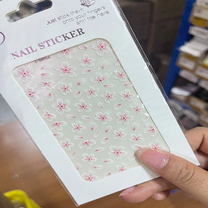 1pc 5D Embossed Flowers leaves Design Nail Art Stickers,Nails Art Decals Self Adhesive Nail Sticker Supplies for Women and Girls