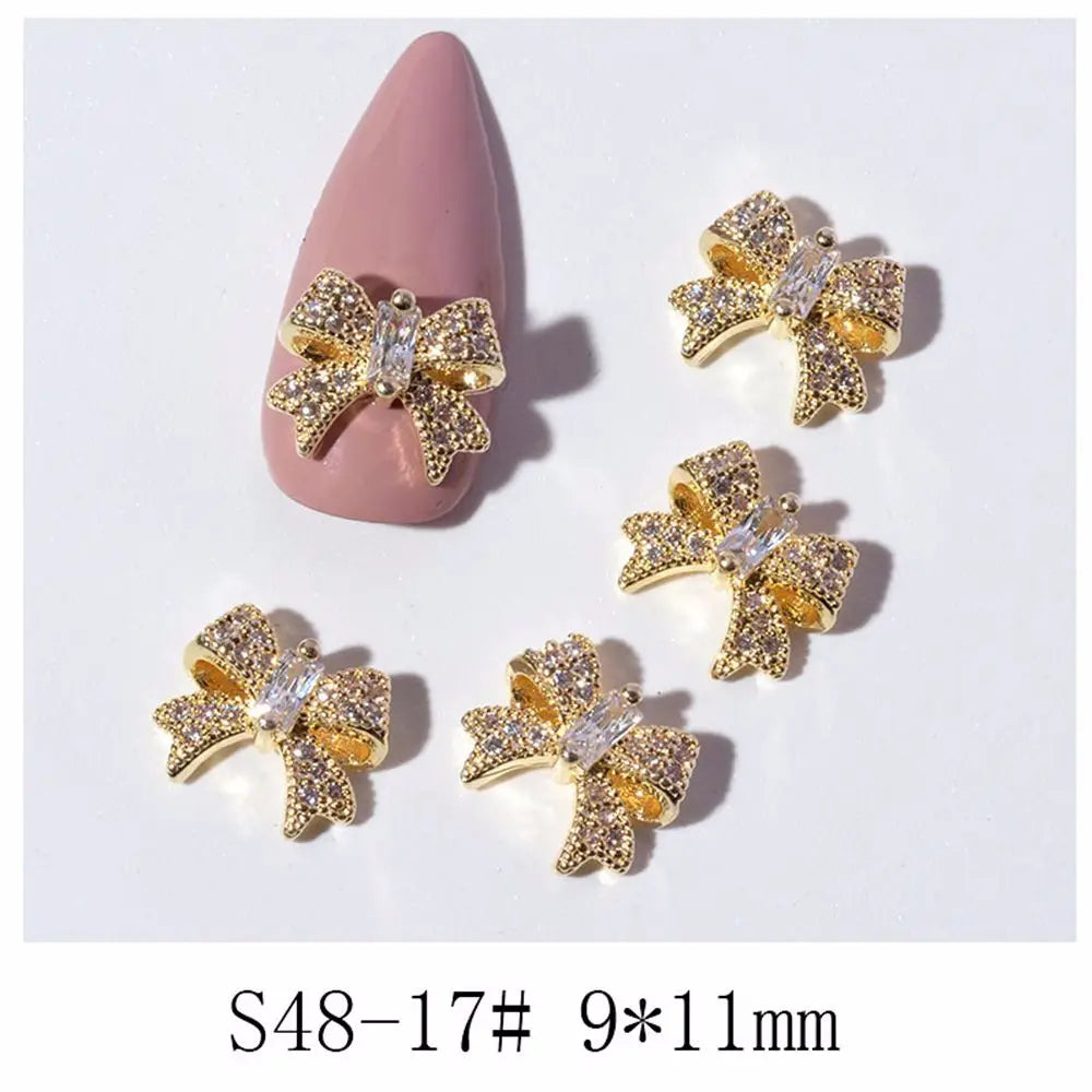 Crystal Bow Butterfly Pearl Nail Charms