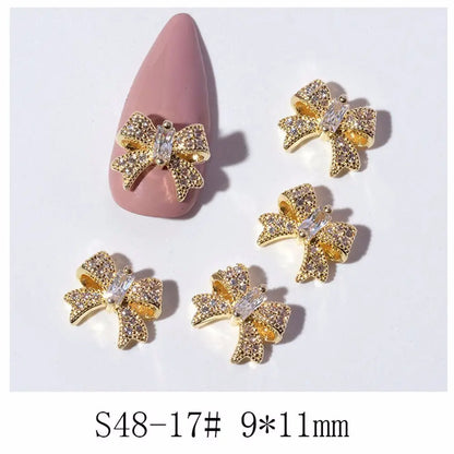 Crystal Bow Butterfly Pearl Nail Charms