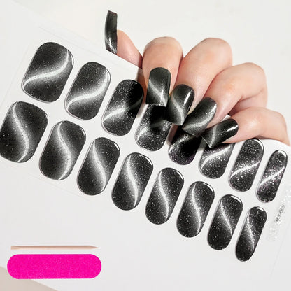 Clear Semi Cured Gel Nail Stickers infused Transparent Gel Polish Slider UV lamp Cured Extended Nails Tip Strips DIY Manicure*T1