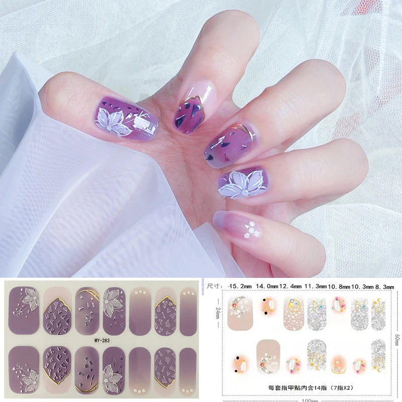59 Style of Nail Stickers 1Sheet Rhinestones Fashion Nail Wraps Self Adhesive Manicure Decoracion DIY Full Cover Nail Sticker#5-