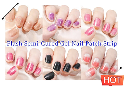 Semi Cured Wraps Fast Gel Nail Sticker Soild Nail Gel Wraps Adhesive Full Cover Gel Nail Decal UV Lamp Cured Manicure Decoration