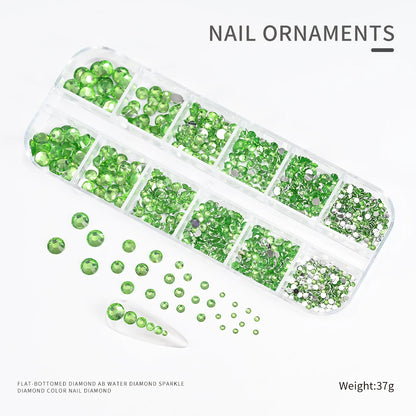Crystal AB Rhinestone Nail Art Kit 12 Grid