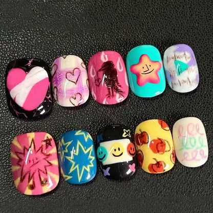 Cartoon Bean Nails Fall Winter 30pc