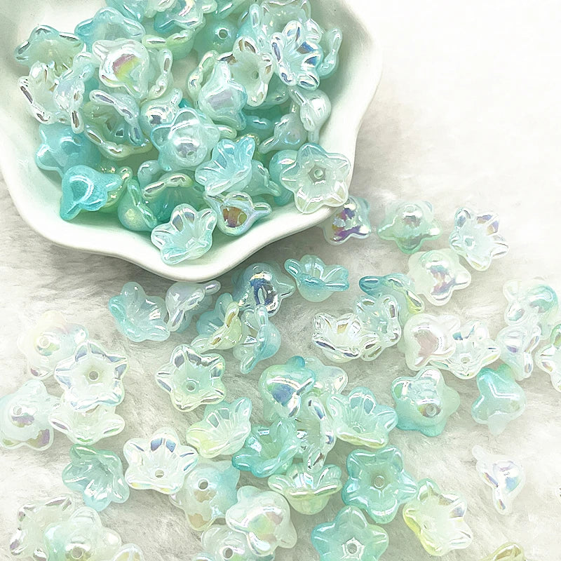 Gradient Bellflower Acrylic Bead Caps 50pc