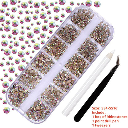 Crystal AB Rhinestone Nail Art Kit 12 Grid