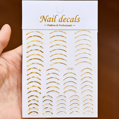 3D French Nail Stickers 1pcs French Romance Fashion Nail Accessories Metal Line Nail Stickers Nail Art Stickers Nail Stickers
