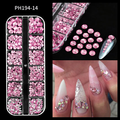 Crystal AB Rhinestone Nail Art Kit 12 Grid