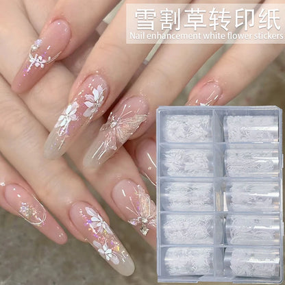 10Roll/Box Rose Flowers Designs Transfer Foil Sky Decals Transfer Foil Nails Sliders Holographic Flower Stickers Manicure Decor*