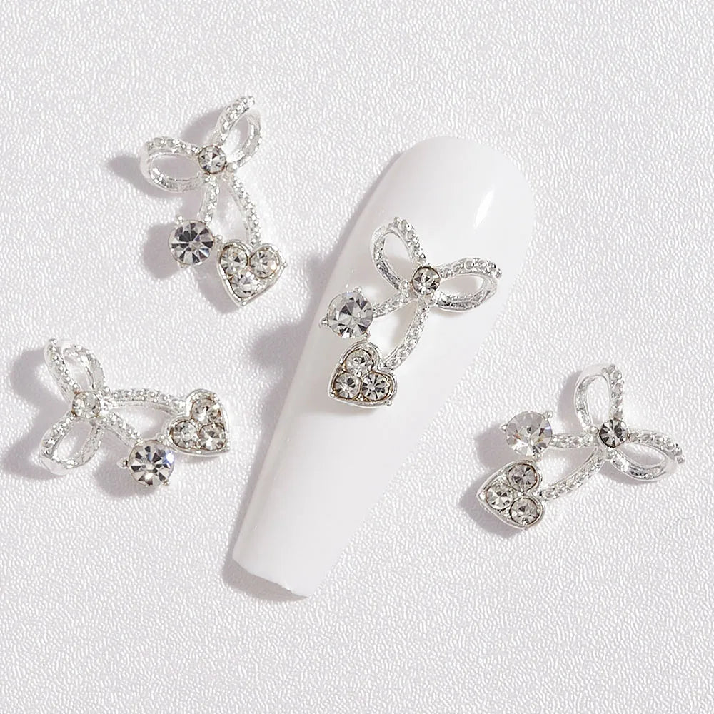 10pcs French Court  Luxury Alloy Nail Art Charm 3D Zircon Crystal  Pearl Nail Decoration Fashion Baroque Nail Parts 10*11mm