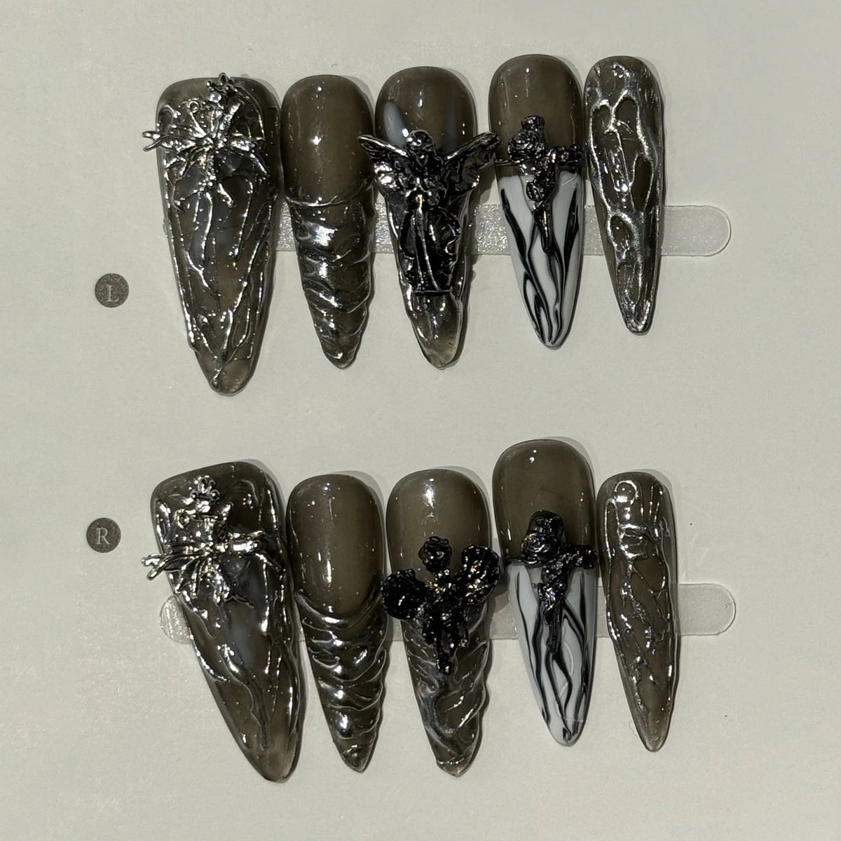 Blue Heart Stiletto Press-On Nails