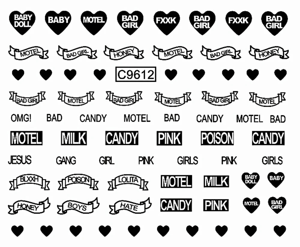 30pcs Black Line Nail Stickers 3D Irregular Line Geometric Pattern Nail Sticker Mysterious Sexy DIY Gothic Style Nail Stickers