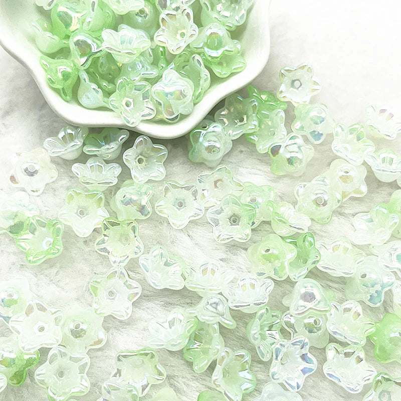 Gradient Bellflower Acrylic Bead Caps 50pc