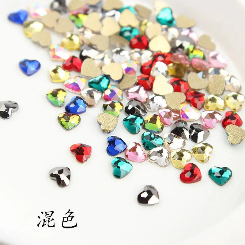 6mm Light Pink Heart Rhinestone 3D Nail Art Charms 50Pcs Flat-Back Crystal Manicure Accessory DIY Love Gems Stone Nail Decor*YK9