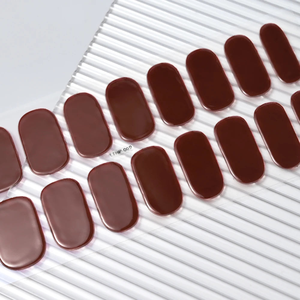 16Tips Semi-cured Gel Nail Stickers Red/Wine Red Nails Gel slider UV lamp Cured Extended Nails DIY Women Nails Decal Decor Gifts