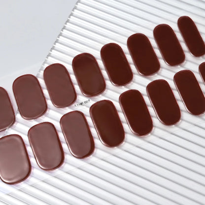 16Tips Semi-cured Gel Nail Stickers Red/Wine Red Nails Gel slider UV lamp Cured Extended Nails DIY Women Nails Decal Decor Gifts