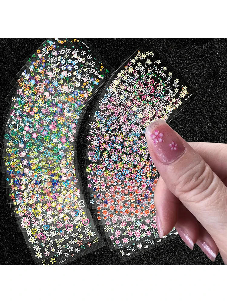 30 Sheets Y2K 3D Flower Nail Art Stickers Self-Adhesive Nail Art Decals 30Style Spring Summer Flower Slider For Manicure Decora*