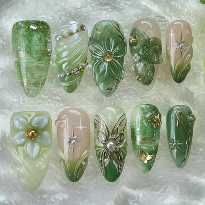 Pink Butterfly Ballet Press-On Nails