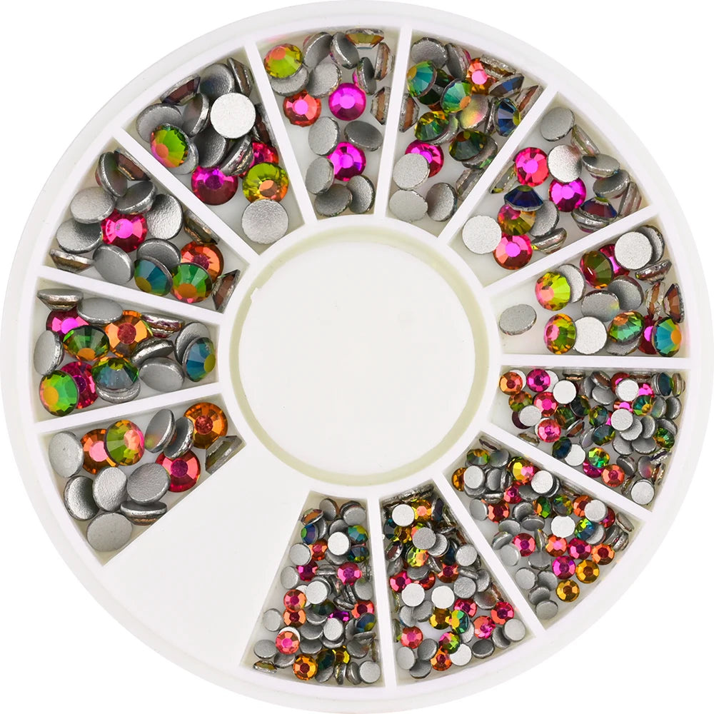 1Box Mixed Acrylic Gems Nail Rhinestones 3D Metal Alloy Nail Charms Flat Jewelry Decoration DIY Manicure Accessory DIY Stones*5H