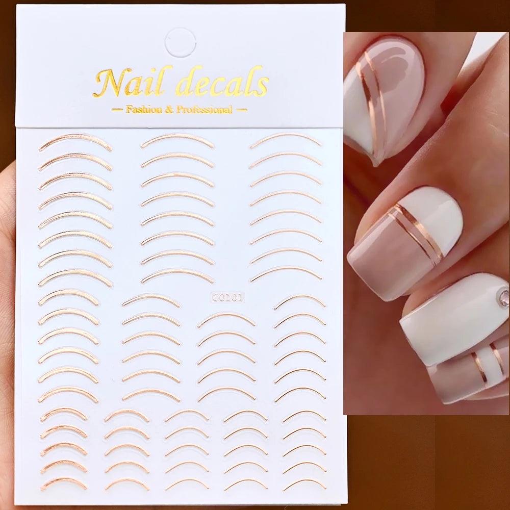 3D French Nail Stickers 1pcs French Romance Fashion Nail Accessories Metal Line Nail Stickers Nail Art Stickers Nail Stickers