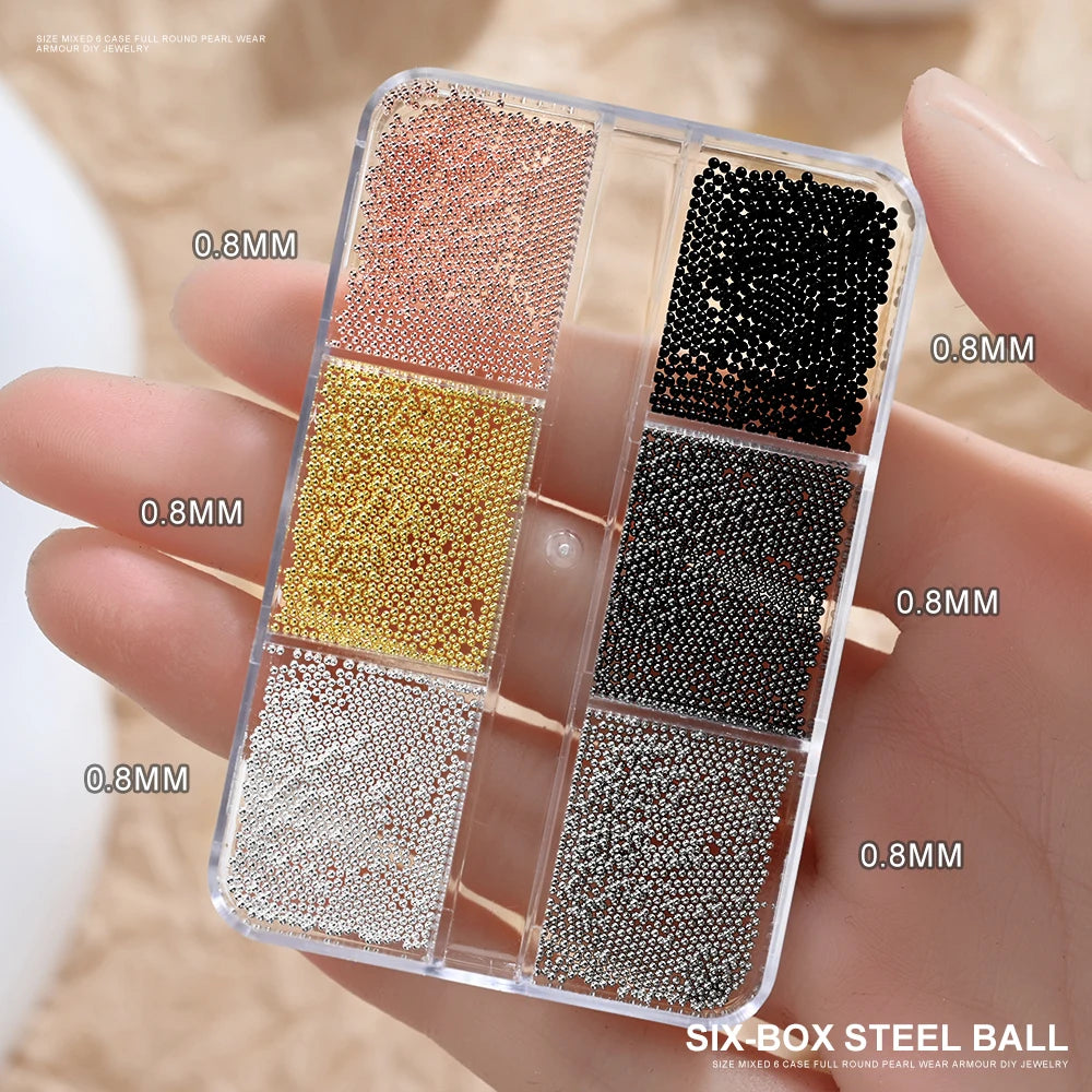 Gold Silver Pearl Caviar Nail Rhinestones