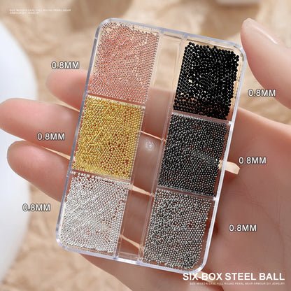 Gold Silver Pearl Caviar Nail Rhinestones
